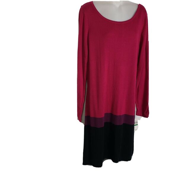 Fever Womens Sweater Dress Large Pink Long Sleeve Knit Knee Length Color Block - Picture 3 of 10